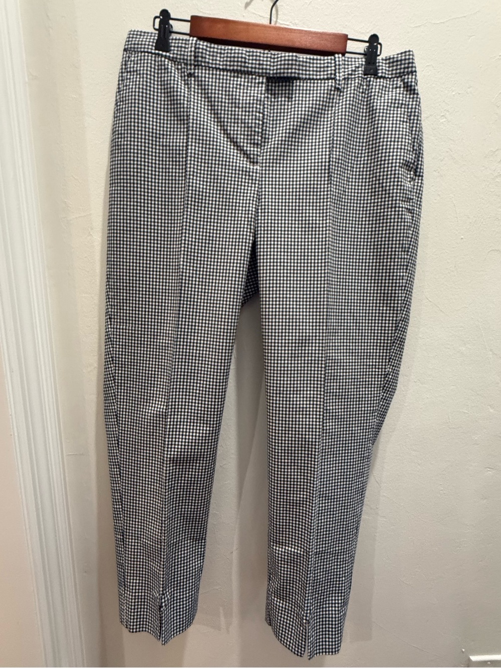 Brooks Brothers Gingham Ankle Pants Size 10 Black White Cropped Career Trousers